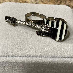 American Flag Guitar Double Finger Ring with Rhinestones 🇺🇸